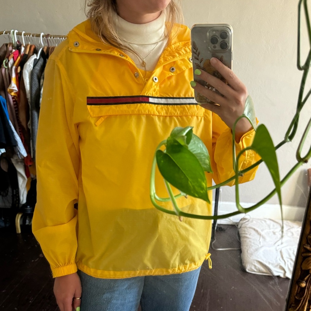 Tommy Hilfiger anorak windbreaker yellow rain jacket size XS/S